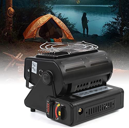 2 in 1 Tragbare Zeltheizung Gasheizung Camping Heizung Gas Heizung Für Innenräume mit Piezozündung, 1,3 KW Mobile Campingheizung für Outdoor, Camping, Wohnwagen oder Boot, Schwarz