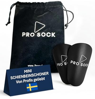 PRO SOCK Mini Benskydd Fotboll - Hållbara Junior, Vuxen och Barn Fotboll Mini Shin Guards – Lätta Små Fotbollsbenskydd 6x10 cm Bekväma och Smidiga, 1 Par inkl Förvaringsväska