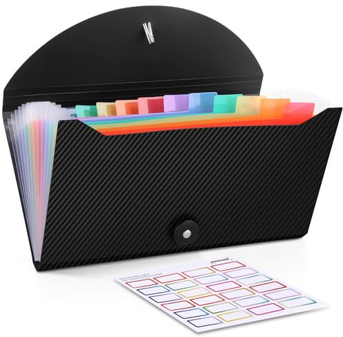 Nicecho Receipt Coupon Organizer, 13 Pockets Small Accordion File Organizer with Labels for Receipt Cards, Bill Business, Coupons Storage, 10.2X 5.1 Inches