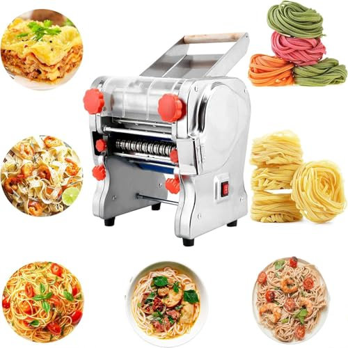 automática maquina de pasta550W/750 W,acero inoxidable, comercial,para el hogar,máquina para hacer espaguetis frescos caseros,para fideos/espaguetis,RollerWidth18cm-KnifeWidth18mm