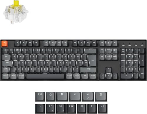 Keychron K10 QMK Full Size Customized Wireless Bluetooth/Wired Mechanical Keyboard, Programmable Macro, White LED Backlight, Banana Switch for Mac/Windows/Linux(Version 2) - UK Layout