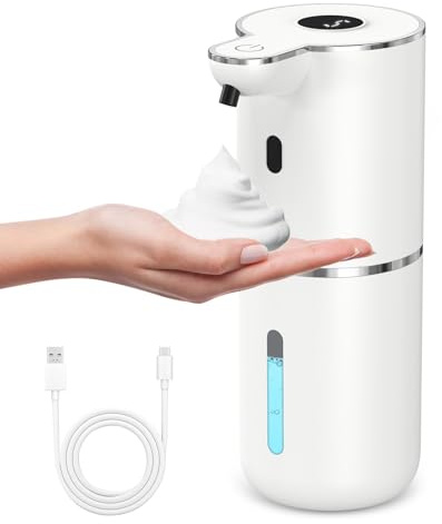 Ankilo 380ml Touch-Free Automatic Soap Dispenser, Rechargeable Foaming Soap Dispenser with 6-Level Adjustable, IPX5 Waterproof, Ideal for Bathroom, Toilet
