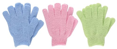 3 Paires Gant Exfoliant Corps, Gants Exfoliants pour le corps, Nettoie Et Purifie En Profondeur Les Cellules Mortes, Gant de toilette exfoliant, Gommage naturel Et Efficace