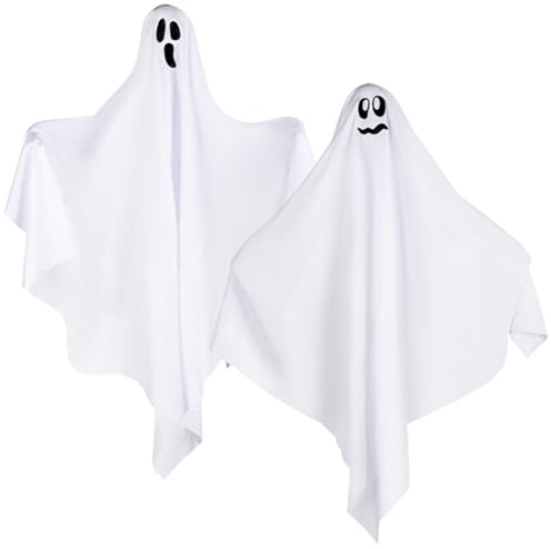 Halloween Decorazioni Fantasma,2 PCS Decorazione per Halloween, Halloween da Appendere Addobbi, kit fantasmi halloween per Giardino Esterno Interno Horror