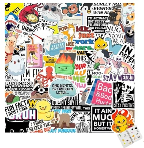 130 Pcs Funny Stickers Set, Anime Stickers Cool Sticker Decorationr Laptop Aesthetic Variety for Computer Skateboard Luggage Car Motorcycle Bike Decal for Boys and Grils
