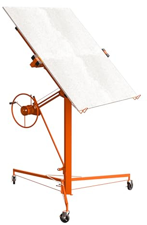 lève-plaques de plâtre XXL TEENO,Plateforme élévatrice inclinable,Aide de montage de panneaux en placoplâtre,capacité de charge max. 68 kg,Hauteur 140-325 cm, 3 Roues avec Freins de Stationnement