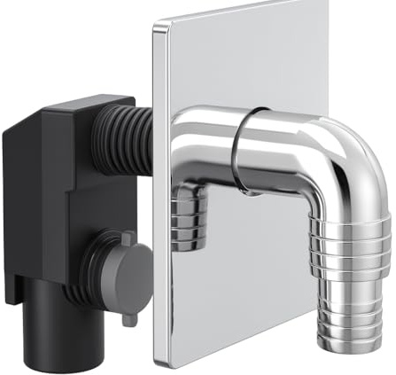 Sifone da Incasso per Lavatrice Ø40 con Placca Bianca - Placca Cromata – Scarico a Parete Compatto e Resistente – Installazione Facile – LEMAG SRL (Cromato)