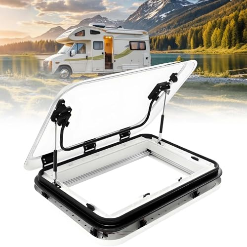 Ventana de Salida para Camping-Car,Ventana de Techo de Camper para Emergencia,Deslizante,Marco Aluminio/ABS,Acrílico U-V de Doble Capa,Persiana,Fácil Instalación para Caravanas(700*500mm)