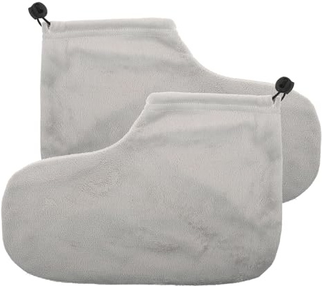Mikikit Paraffin Fußwickel 1 Paar Wärmende Fußüberzüge mit Gummiband Baumwoll Fußbad Zubehör zur Pflege und Entspannung bei Fußmassage und Pediküre
