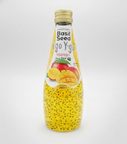 Y-go Y-go Basil Seed Drink 290ml | With refreshing Fruity Juice with Fun and Premium Basil Seeds (Pack of 6, Mango Flavour)