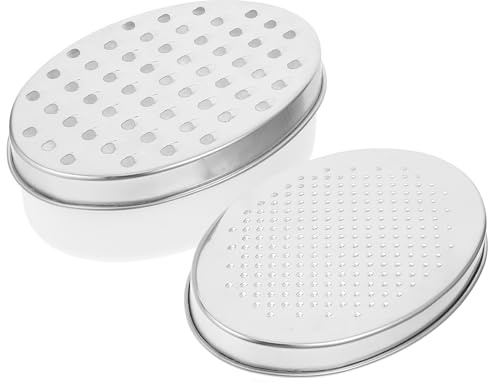 HOODANCOS Rallador de Cocina Ovalado Acero Inoxidable con Contenedor de Color Claro 3 Piezas, Rebanadora de Alimentos para Queso y Verduras, Herramienta para Rallar Zanahorias y Patatas,