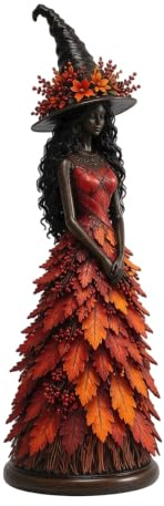 Enchanted Autumn Witch Figurine – Resin Halloween Statue