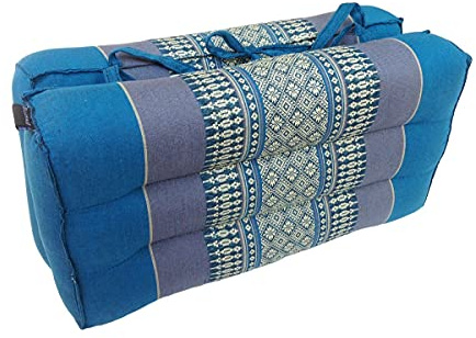 Traditional Thai Kapok Foldable Yoga Meditation Cushion with Carry Handle (Blue)