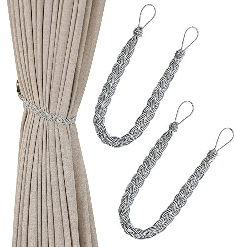 Hand Knitting Curtains Tied Rope Simple Type Curtain Tie Backs and Accessories (Grey)