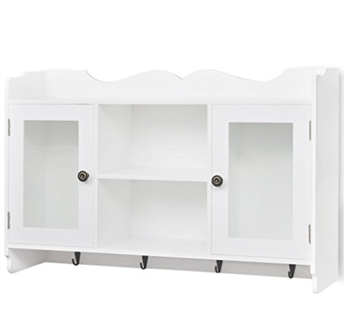 Festnight MDF Wandschrank Hängeschrank Schrank Regal Wandablage Bücher/DVD/Gläser Aufbewahrung 68 x 17 x 44 cm Weiß