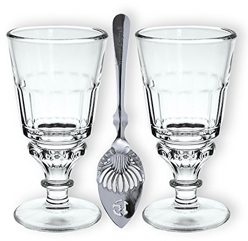 Juego de 2 vasos de absenta y 2 cucharas originales de Absinthe