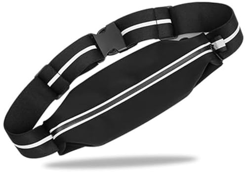 Cinturón con Tirantes elásticos para Correr con número de Carrera, se Adapta a Todos los tamaños para maratón, triatlón y Ciclismo, Cinturón Negro, Talla única, Cinturón de Carreras
