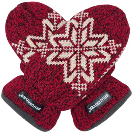 BRUCERIVER Damen Strickhandschuhe Schneeflocke | Warme Fleecefütterung
