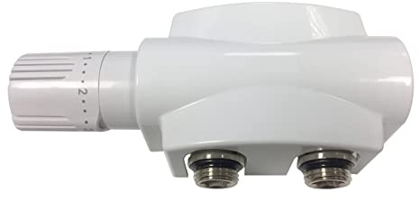Belrad Multiblock Anschlussgarnitur Mittelanschluss, Größe Universal, Weiß | Zweirohr Heizkörperventil mit Thermostatkopf M30x1,5, 1/2 Zoll, PEX 16x2 Konus, Frostschutz, Form Eck