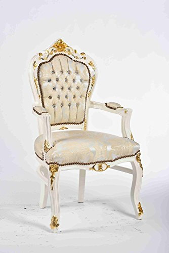 arterameeferro Barocksessel Luxury aus weiß lackiertem Holz mit goldenen Intarsien