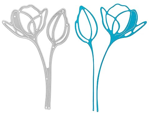Stanzenshop Stanzschablone Blume mit zwei Blüten, Pflanzen, Stanzformen, Schablonen, Scrapbooking, Kartenherstellung, DIY, Prägeschablonen, Papierkarten, Cutting Dies
