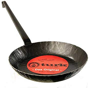 Turk schmiedeeiserne Pfanne, hoher Rand, Hakenstiel, 24 cm