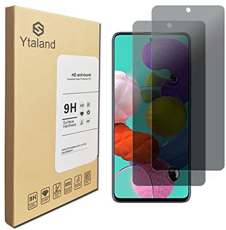 Ytaland 2 Stück Sichtschutz Schutzfolie für Samsung Galaxy A51 / Galaxy S20 FE（Die Fingerabdruck-Entsperrfunktion kann nicht verwendet werden）, Anti-Spy Schutzglas, Privacy Sichtschutzfolie