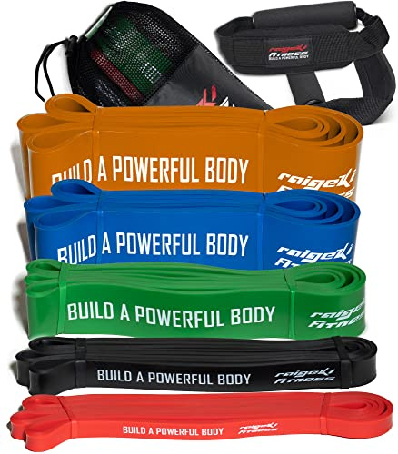 Raigeki Fitness Widerstandsbänder Gummibänder (+Trainingspläne) [Einzeln und Set] Lang Resistance Bands Fitnessbänder für Kraftsport - Fitnessband Terrabänder Gymnastikbänder