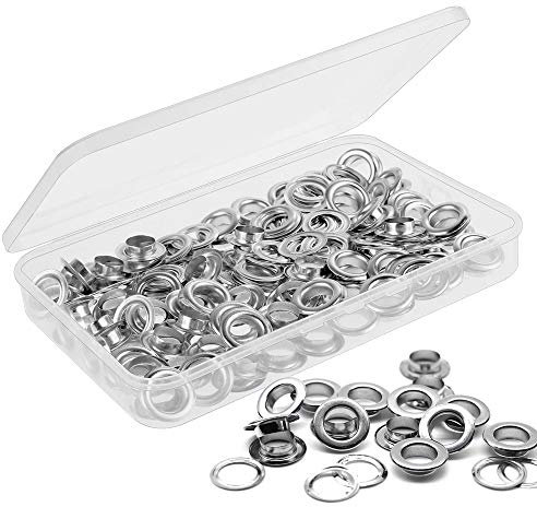 Mesee 100 Stück Grommet, Metallösen Schuhe, Werkzeugset 12mm Ösen Set, Metallösen Tülle Werkzeuge mit Aufbewahrungsbox Werkzeug Ösen Set für Planen Leder Gürtel Schuhe Kleidung
