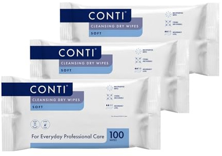 Conti Soft Large Patient Cleansing Dry Wipes (3 Packs of 100 Dry Wipes)