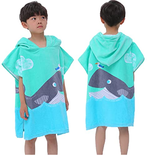 BANGSAUR Kinder Strand Pool Bad Kapuze Poncho Handtuch, 100 Baumwolle Surf Wickeltücher Wickel, Baby Kleinkind Mädchen Jungen 3-12 Jahre