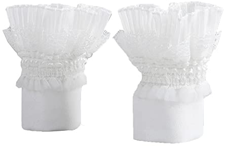 SUNTRADE Damen-Armband mit Spitze, Blumenmuster, geschichtet, Stretch-Armband, falsche Ärmel, Handgelenkmanschetten, weiß, M
