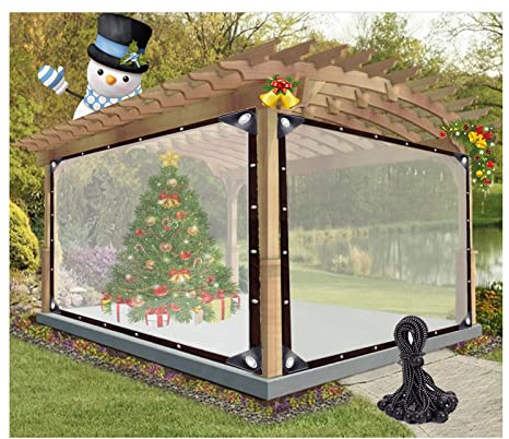 Aoisavch Rideaux de pergola bâches imperméables, bâche avec œillets for Plantes de Jardin, Fournitures de Camping, 60 Tailles (Color : Clear, Size : 7.87x8.2'/2.4x2.5m)
