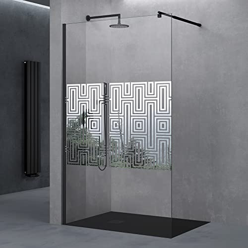 Sogood Paroi de Douche à L'italienne 100cm Bremen02DM Pare-douche avec Stabilisateur Rond Noir Verre de Sécurité de 10 mm Revêtement NANO 100x200cm