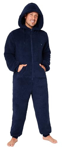 CityComfort Grenouillère Homme Combinaison Pyjama Homme Combi Pyjama Onesie Tout en Un Chaud en Polaire Peluche M-3XL (Navy, L)