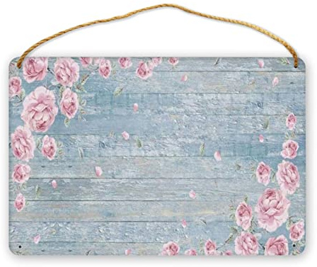 DJNGN Personalisiertes Blumenschild für Büro-Wohndekoration – individuelles Namens-Holzbrett, Vintage-Blumen-Wanddekoration