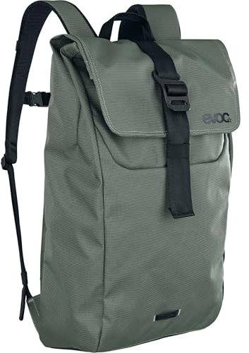 EVOC DUFFLE BACKPACK 16, Rucksack (wasserfestes und 100% PVC-freies Tarpualin, Deckel mit Aluminium-Hakenverschluss, Volumen: 16l, Gewicht: 825 g, Maße: 48 x 31 x 12 cm), Dark Olive - Black