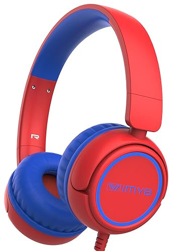 IMYB Casque filaire stéréo pliable sans enchevêtrement avec prise jack 3,5 mm réglable pour enfants/tout-petits/enfants/adolescents/garçons/filles/école/iPad/tablette/Kindle/téléphones/voyage/avion