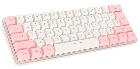 Bewinner 60% Kabelgebundene Gaming-Tastatur, Tastatur mit RGB-Hintergrundbeleuchtung, Imitierte Mechanische Technik, Kompakte Tastatur mit 61 Tasten für Gaming-Tippen (Rosa
