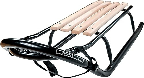 GagaDumi Slitta Oslo in metallo, ideale per bambini e adulti, portata fino a 120 kg. Larghezza pattina seduta in legno