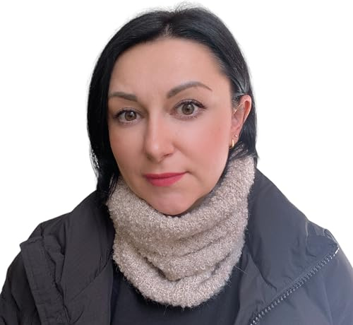 Damen Strick Loop Schal aus Alpaka handgestrickt, Ultragemütlicher Strickschal Snood Schlauchschal in zarten Farben (Beige)