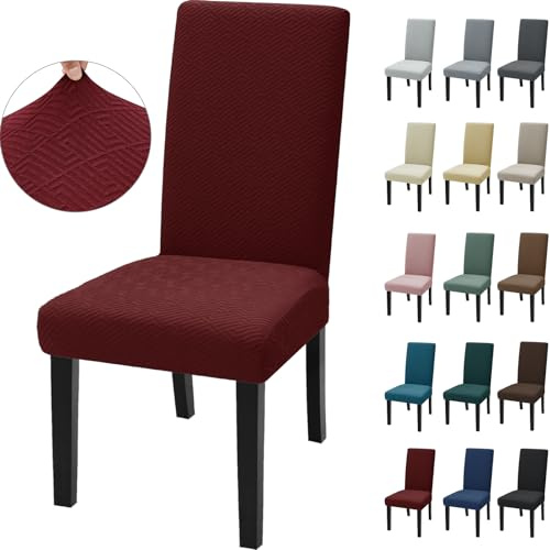 Ystyle Universale Stretch Stuhlhussen 4er Set, Rot | Elastische Stuhlbezüge, Moderner Hussen für Stühle, Waschbar Chair Covers, Komfort-Stuhl Überzug für Esszimmer Restaurant