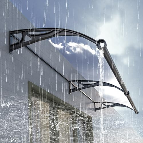 Arc Marquise De Porte D'Entrée avec rainure de drainage, Moderne Aluminium Toit Protection D'abri, Polycarbonat Auvent De Porte Entrée, Exterieur muet protection Solaire Toit Abri, Protection UV. ( Co