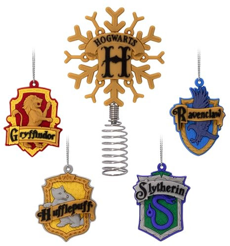 Hallmark Harry Potter Hogwarts 12,7 cm Miniatur-Weihnachtsbaumspitze und Mini-Ornamente, 5 Stück, bruchsicher