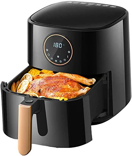 Freidora de aire de 5 litros, freidora de aire caliente eléctrica de tamaño familiar grande, cocina sin aceite para horno con pantalla táctil digital LCD y cesta desmontable antiadherente, 1500 W,