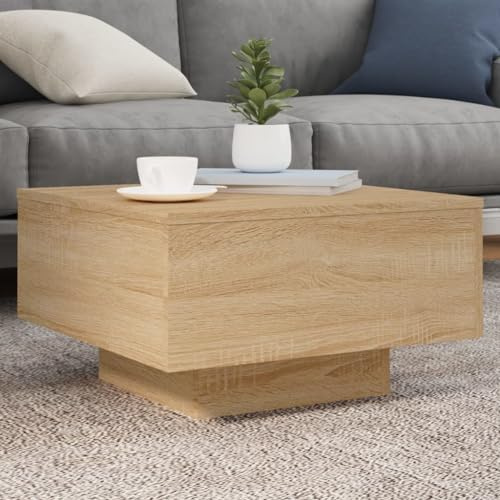 IKAYAA Mesa de Centro Baja y Moderna para Salón, Mesa de Café Roble Sonoma 55 x 55 x 31 cm