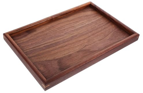 Zerodeko Walnuss Holztablett Rechteckig Multifunktionales Aufbewahrungs Tablett Für Bad Schminktisch Obst Schmuck Dekoration Und Servierplatte Aus Natürlichem Holz