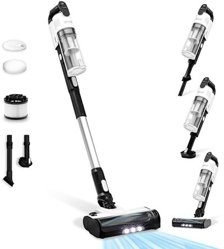 Levoit Aspirateur Balai sans Fil Anti-Enchevêtrement, 2.8kg Léger, 5 Couches Filtre à 99,9%, jusqu'à 50 Mins, Lumière LED, Accessoires 4 en 1 pour Poils d'animaux, Sols Durs, Voitures, Vacuum Cleaner