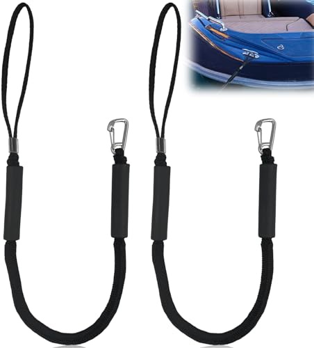 2 pièces de corde de fixation pour bateau, accessoires de bateau, ligne de fixation avec oeil et crochet, corde de fixation, accessoires d’ancrage pour bateaux, pour bateaux, kayaks, jet-skis, pontons