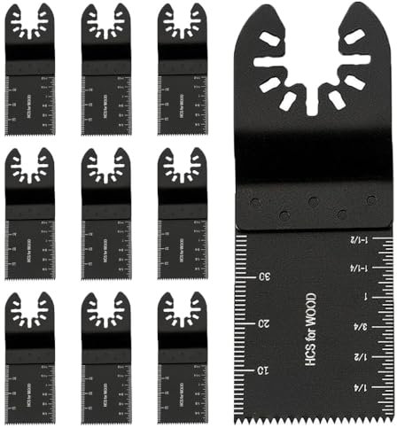 10Pcs Oscillating Tool Blades Professional Universal Oscillating Saw Blades Wood Multitool for Metal Plastic Cut Blades Fit Cable Black
